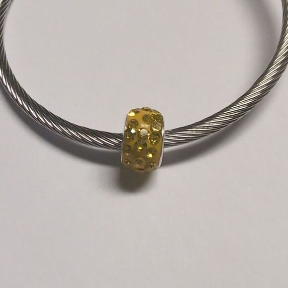 Yellow Rhinestones Charm for Pandora Style Bracelet - Picture 2 of 4